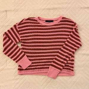 Vero Moda Pink and Red Striped Knit Sweater